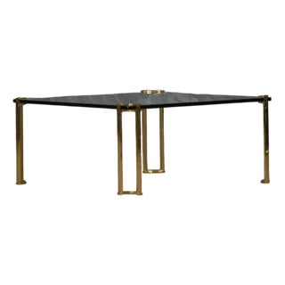Large Vintage Bronze and Glass Coffee Table by Peter Ghyczy, Germany, 1970s For Sale