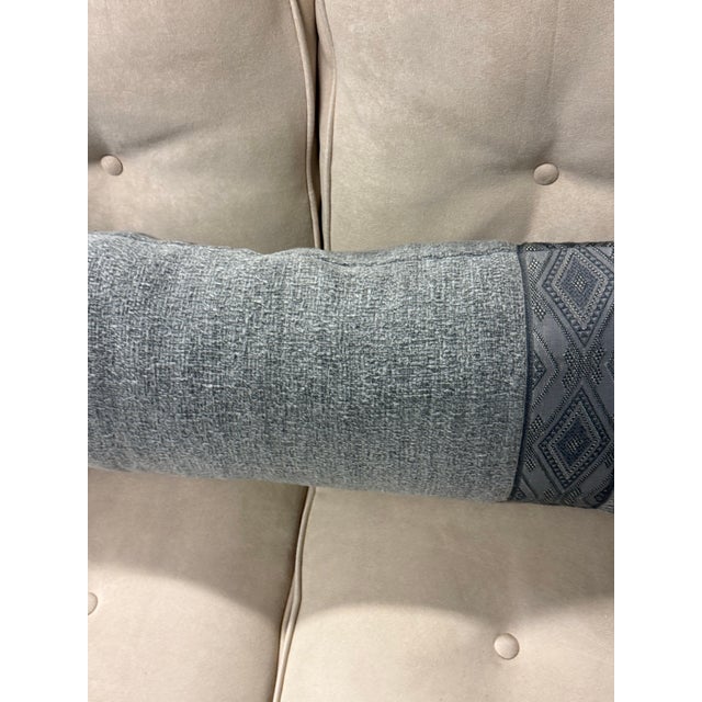 Modern Textured Gray Bolster Pillow For Sale - Image 3 of 12