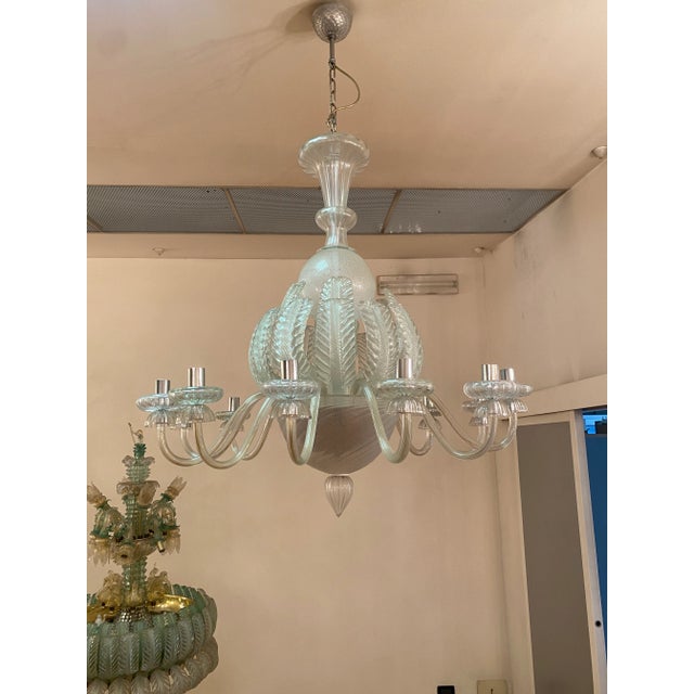 Vintage Italian Leaves Chandelier in Style Murrano Glass Murano glass chandelier with flowers and leaves. Traditional...