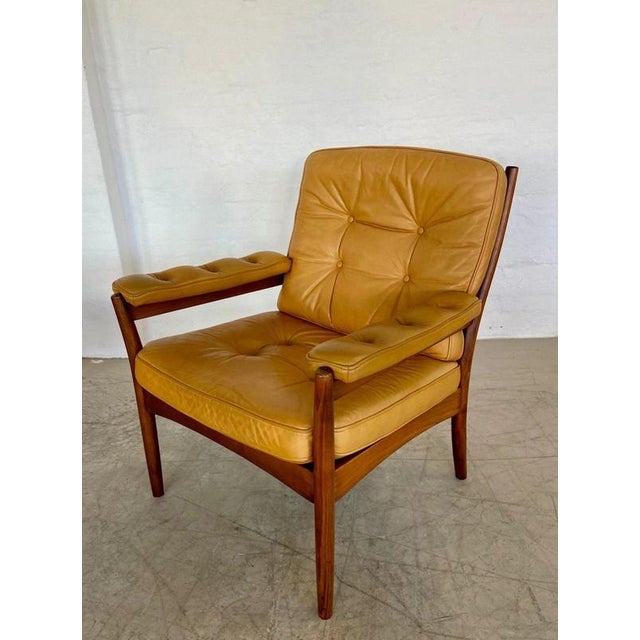 Vintage Swedish Tan Leather and Wood Lounge Chair by Göte Möbler, 1970s For Sale - Image 6 of 18
