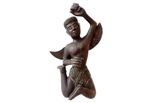 Antique Carved Wood Thai Figure of an Angel
