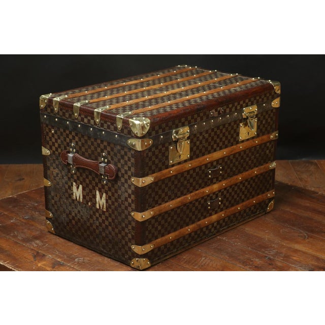 Checkerboard Trunk from Moynat, 1910s For Sale - Image 4 of 9