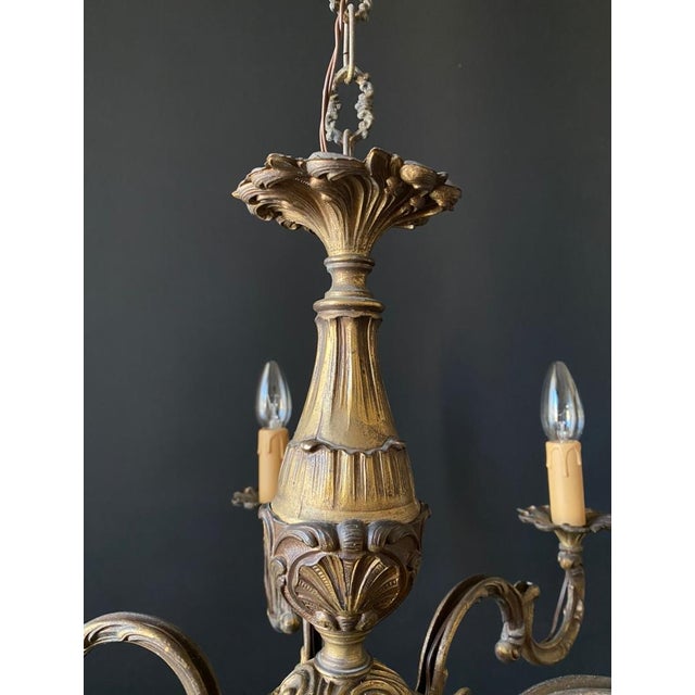 1960s Vintage Brass Chandelier, 1960s For Sale - Image 5 of 14