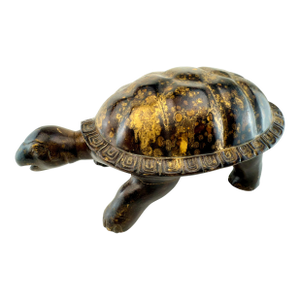 Vintage Mid Century Gilt-Finish Tortoise Sculpture, Hollywood Regency Style Decorative Object