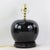Ceramic A Pair Early 20th Century Black Monochrome Porcelain Watermelon Jar Table Lamps on Carved Wood Bases For Sale - Image 7 of 15
