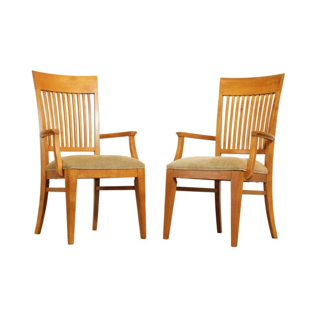 Ethan Allen "New Impressions" Maple Slat Back Armchairs a Pair Chairish