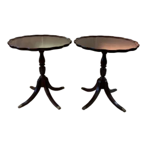Mahogany Scallop Edge Parlor Tables by Brandt - A Pair