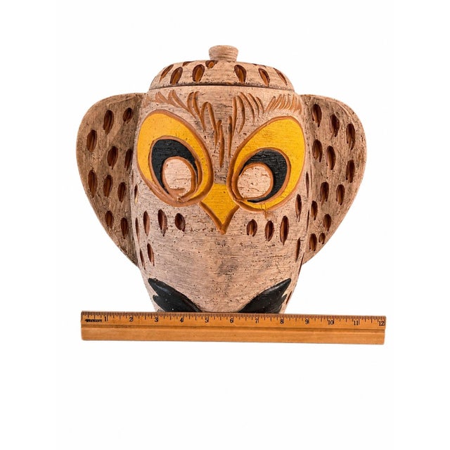 Signed R. McGregor Studio Pottery Owl Jar With Lid | Mid-Century Modern Stoneware Sculpture, C. 1970-1990, Very Rare For Sale - Image 10 of 11