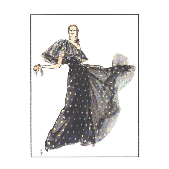 1981 Rare French Chanel Couture Fashion Design by Gruau, Matted For Sale