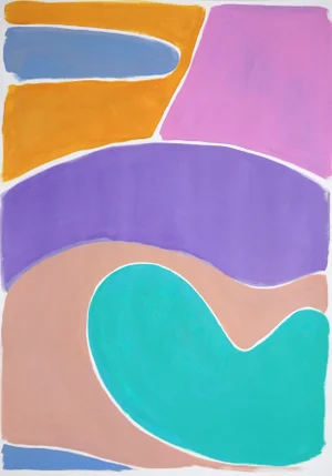 "Pastel Kidney Pool" Contemporary Abstract Acrylic Painting on Paper