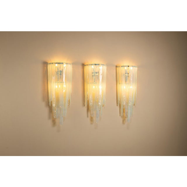 AVMazzega Large LP 242 Wall Lights in Opaline by Carlo Nason for Mazzega, 1970s, Set of 3 For Sale - Image 4 of 15
