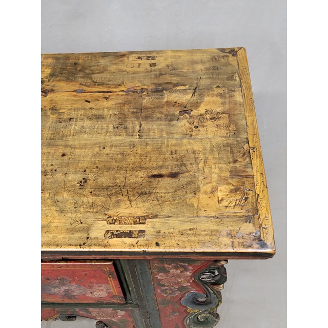 Antique Early 20th Century Chinese Red Lacquer Altar / Console Table For Sale - Image 12 of 15