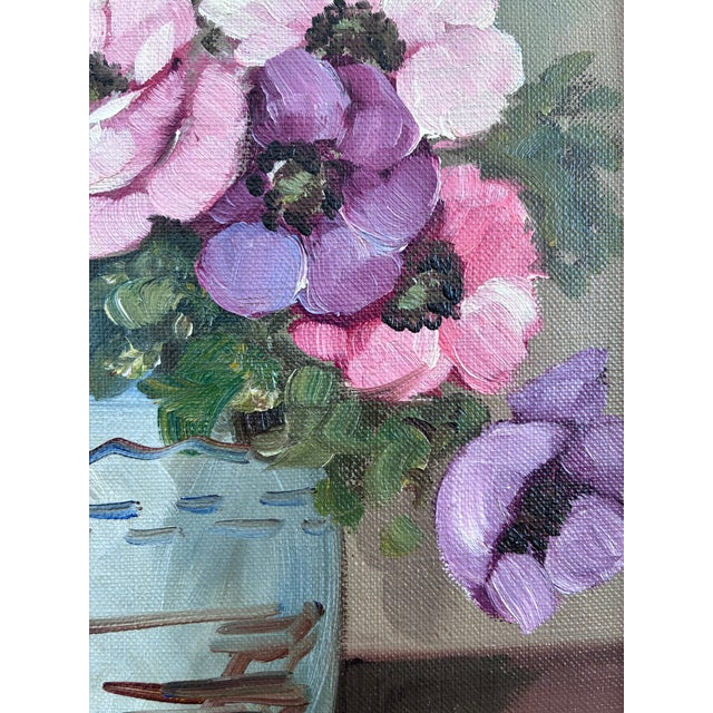 Vintage Original Flower Oil Painting, Signed Floral Still Life For Sale - Image 10 of 12