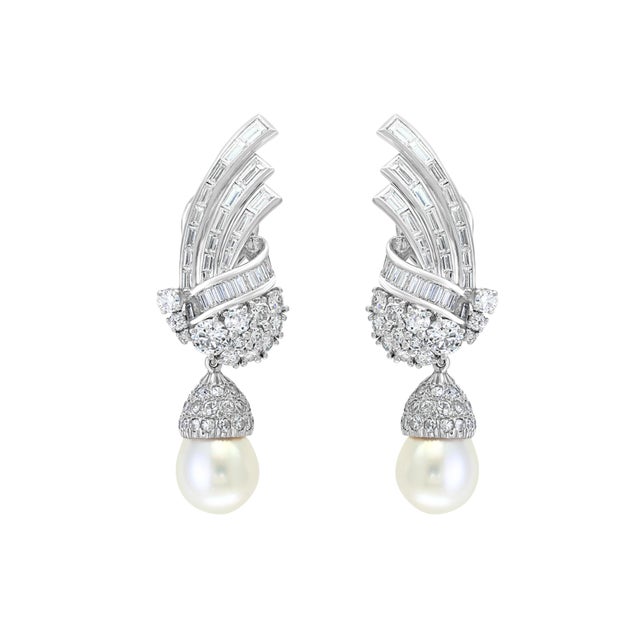 Antique Diamond Pearl Suite in 18 Karat White Gold, Bridal, Estate For Sale - Image 4 of 18