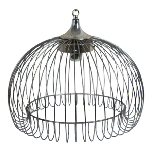 Mid-Century Modern Chrome Wire Bird Cage Swag Pendant Light
