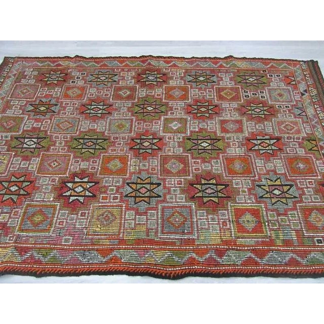 Handwoven Embroidered Turkish Kilim Rug - 6′1″ × 9′3″ For Sale - Image 4 of 6