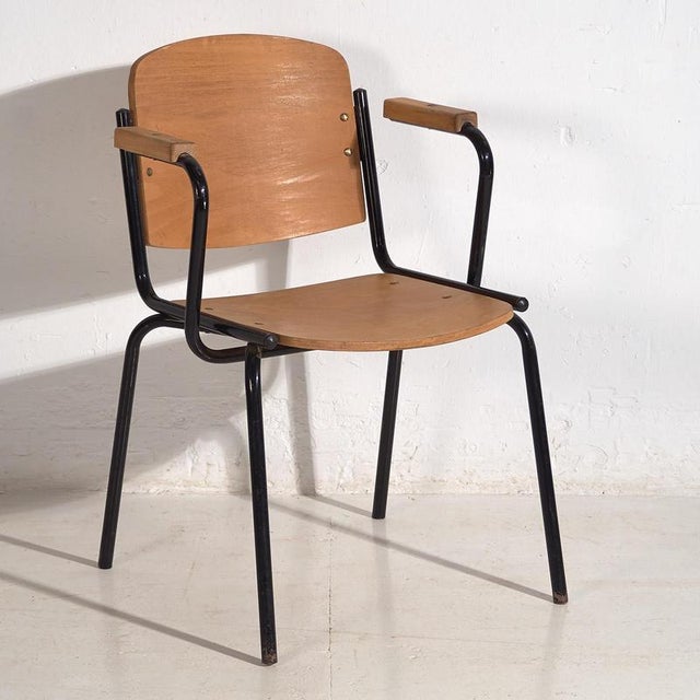 Wood Vintage Office Chair with Armrests, 1950 For Sale - Image 7 of 7