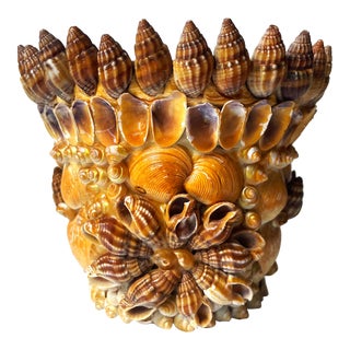 Vintage French Seashell Encrusted Flower Pot/Planter For Sale