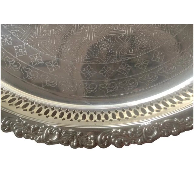 Moroccan 21st Century Moroccan Silver Tray For Sale - Image 3 of 5