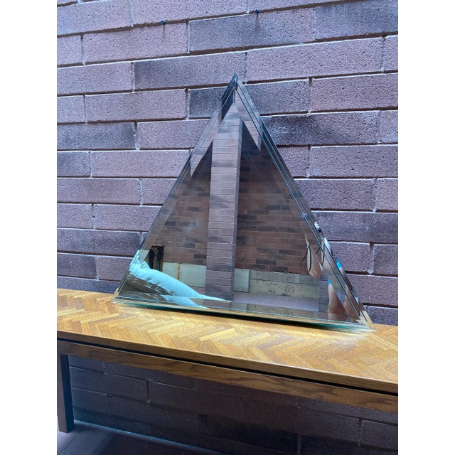 Postmodern Postmodern Large Size Three Dimensional Triangular Wall Mirror 1980s For Sale - Image 3 of 9