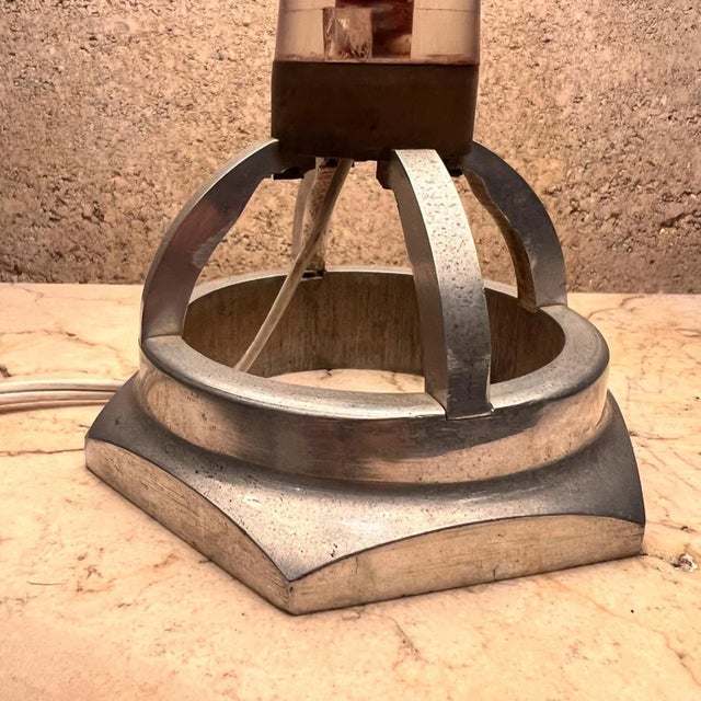 1980s Small Aluminum Table Lamp, Geometric Form, Modern Design, 1980s For Sale - Image 5 of 8