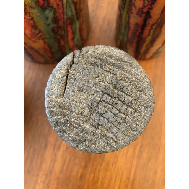 Artisan Hand Made Copper Glazed Cannisters Vessels -Set of 3 For Sale - Image 10 of 12