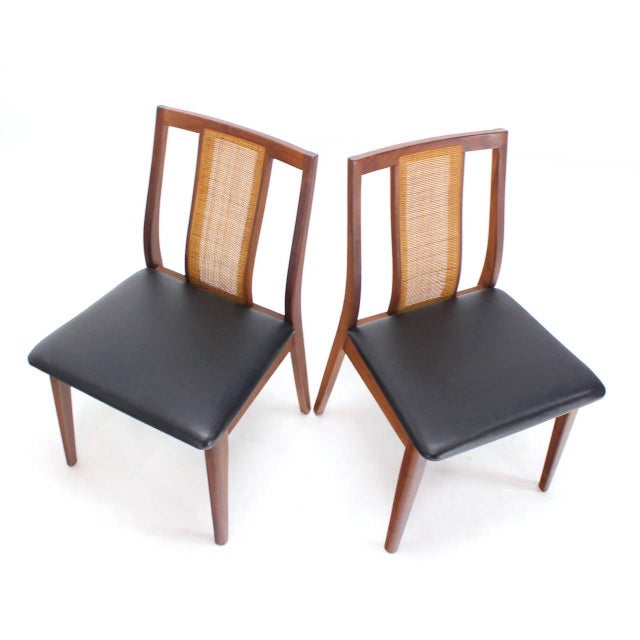 Set 4 Danish Mid-Century Modern Oiled Walnut Cane Back Side Dining Chairs MINT! For Sale - Image 9 of 9