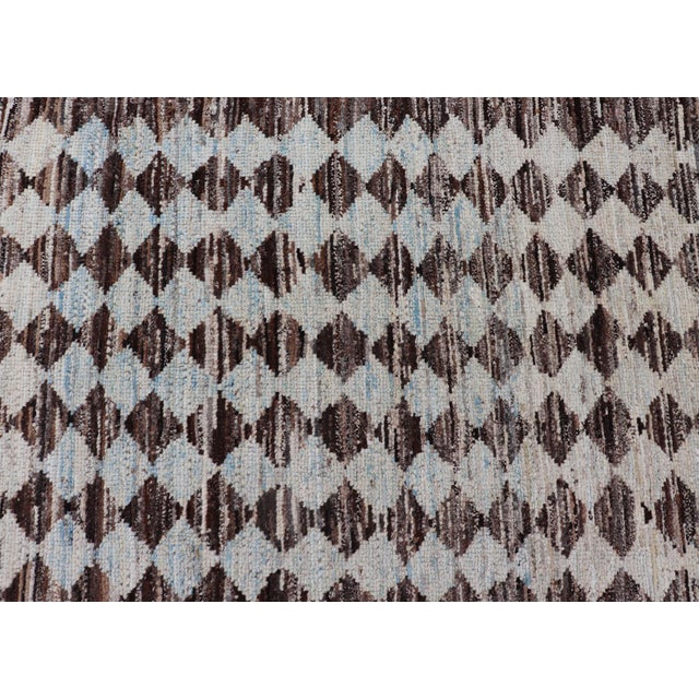 Tribal Moroccan With Intricate Diamond Pattern in White and Brown Tones 8'3 X 9'8 For Sale - Image 13 of 18