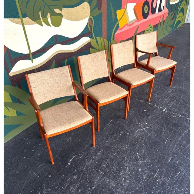 Cream Danish Teak D-Scan Dining Chairs For Sale - Image 8 of 10