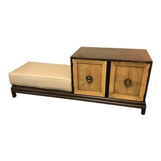 Vintage Mid Century Modern Half Cabinet With Side Platform and Cushion in the Style of Renzo Rutili For Sale