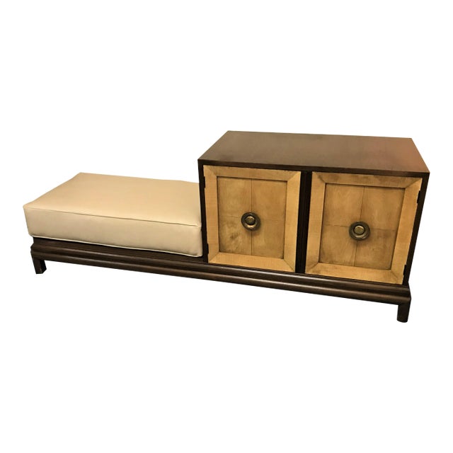 Vintage Mid Century Modern Half Cabinet With Side Platform and Cushion in the Style of Renzo Rutili For Sale