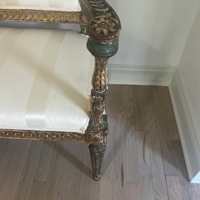 Antique Painted Gustavian Swedish Neoclassical Style Giltwood Settee For Sale - Image 4 of 12
