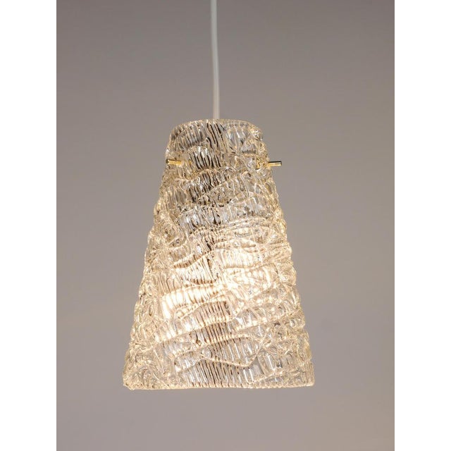 Mid-Century Textured Glass and Brass Pendant Lamp by J. T. Kalmar, Austria, 1950s For Sale - Image 11 of 16
