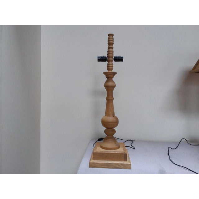 1980s All Wood Lamps With Wooden lamp shades - Pair For Sale - Image 5 of 5