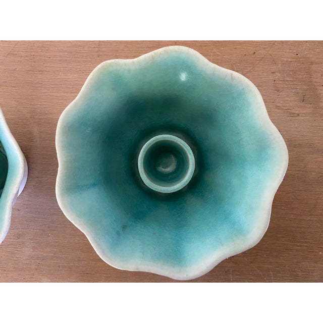 Mid-Century Winfield Pottery of Pasadena California Floriform Pottery Candle Holders - a Pair For Sale In New York - Image 6 of 10