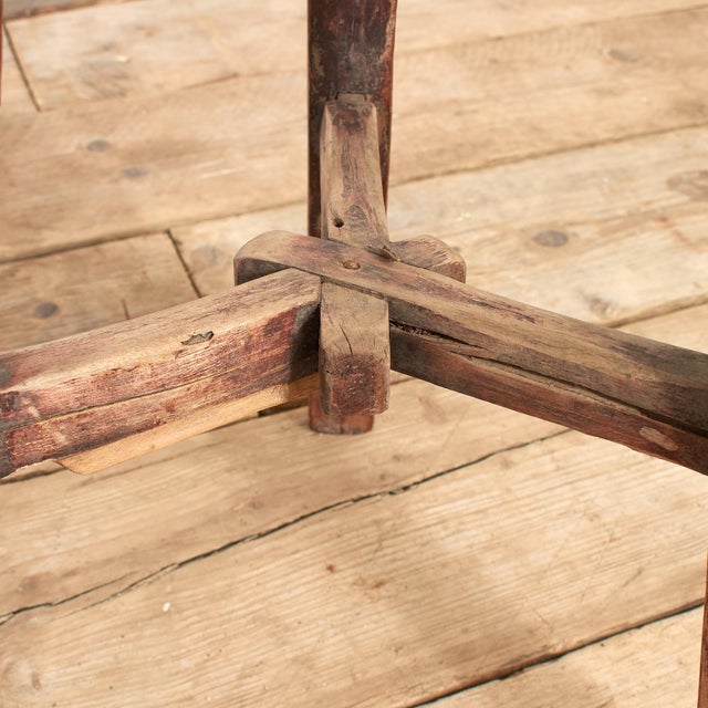 Antique Rustic Round Top Stool For Sale - Image 5 of 7
