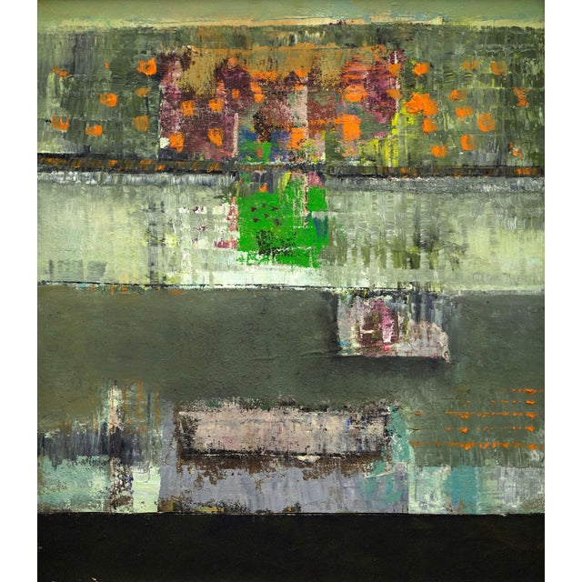 Above the Avenue by John McCaw | Mixed Media Abstract composition with geometric shapes and colors. For Sale
