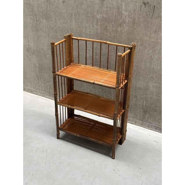 Vintage Boho Chic Folding Rattan and Bamboo Wall Unit, 1960s For Sale - Image 6 of 11