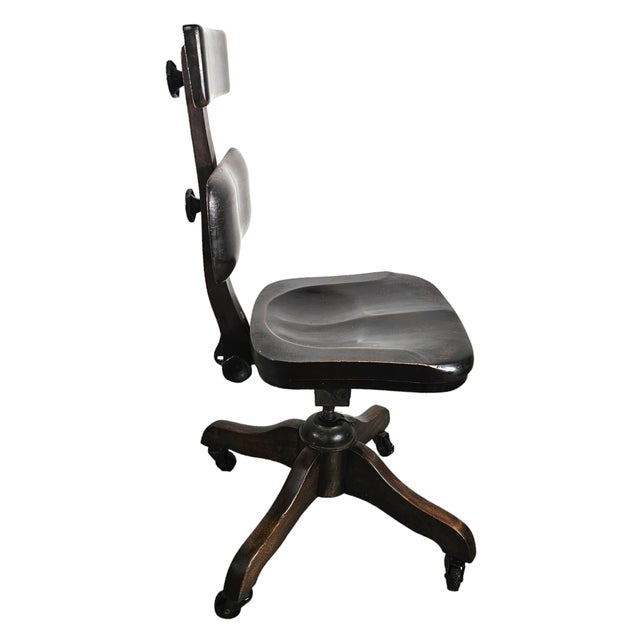 Industrial Wood Swivel Office Chair Rolling Chair P.Derby Co. | Chairish