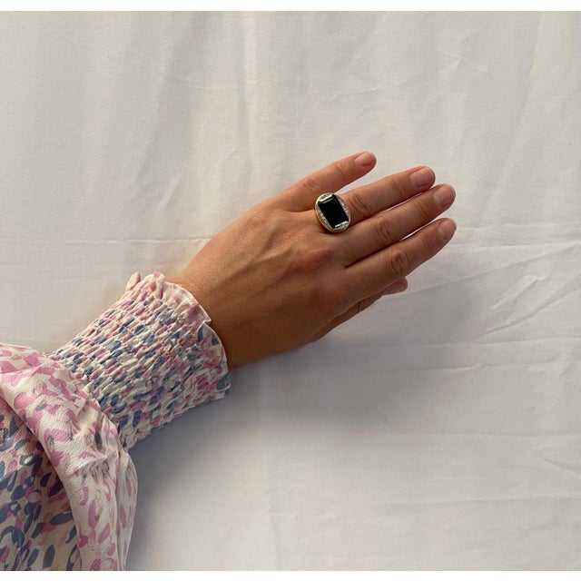 GIA Certified 11.72 Ct Green Tourmaline & Diamond Cocktail Ring 14K Yellow Gold For Sale - Image 4 of 18