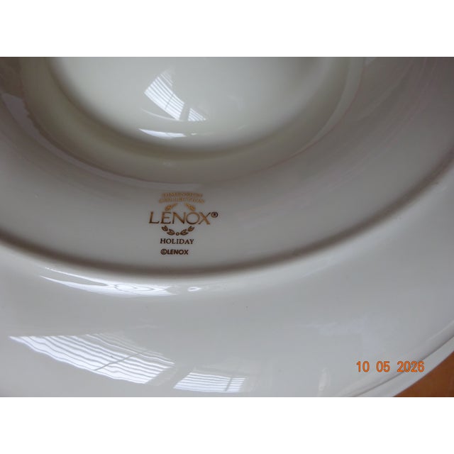 Lenox Holiday 12" Gold Rimmed Chip and Dip Platter New in Box For Sale In Tampa - Image 6 of 6