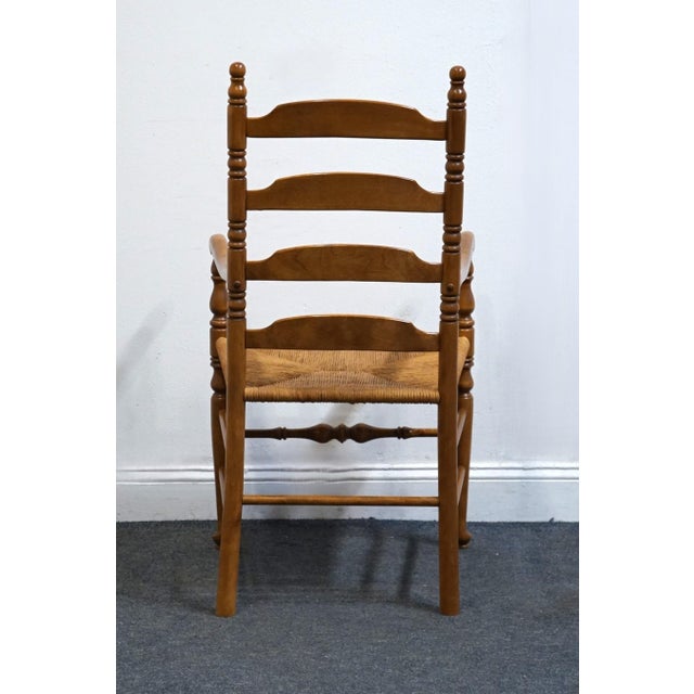 Ethan Allen Heirloom Nutmeg Maple Colonial Early American Ladderback Dining Arm Chair W. Rush Seat 10-6050a For Sale In Kansas City - Image 6 of 9