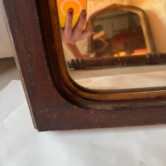 1900s Antique American Ogee-Top Wall Mirror, Original Glass For Sale - Image 9 of 12