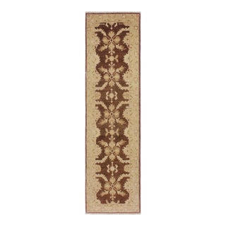 Boho Chic Ziegler 1990's Brown/Tan Wool Runner Rug- 2'6'' X 9'8'' For Sale