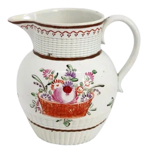 English Georgian Creamware Flower Basket Cream Pitcher