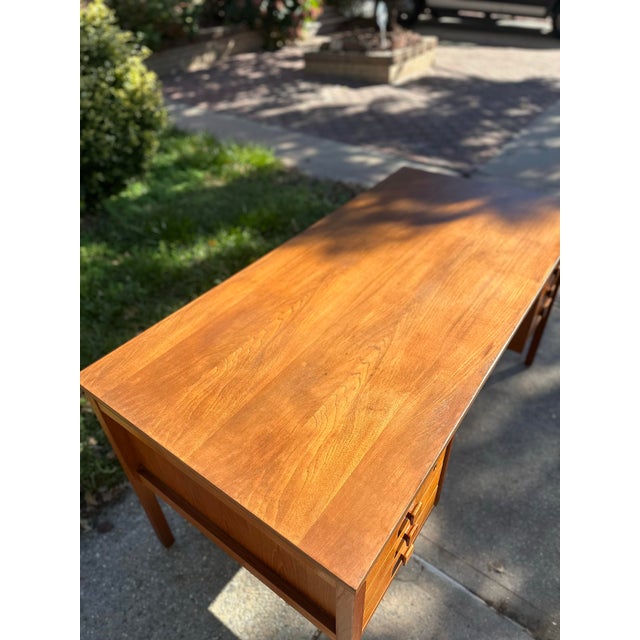 Mid-Century Modern Danish Mid Century Modern Teak Executive Desk by Domino Møbler C 1960s For Sale - Image 3 of 9