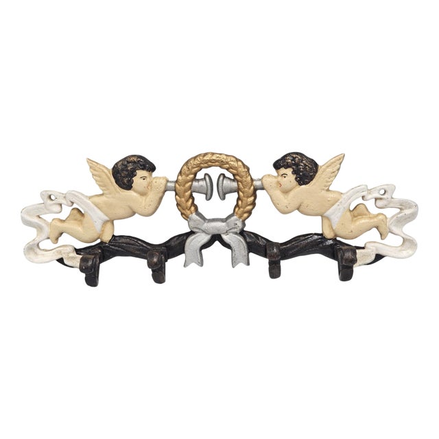 Art Deco Cast Iron Angel Hanger, 1920s For Sale