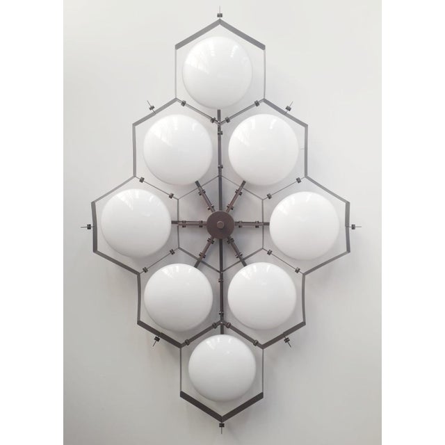 Italian 21st Century Beehive Bronze Glossy White Murano Flush Mount by Fabio LTD For Sale - Image 3 of 7