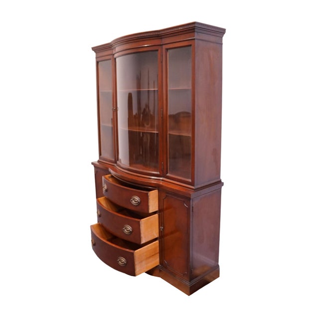 Brown Drexel Furniture New Travis Court Collection Solid Mahogany Traditional Duncan Phyfe Style 49" Bow Front China Cabinet 317-3 For Sale - Image 8 of 13