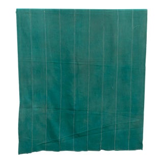 Vintage African Teal Stitched Path Throw For Sale
